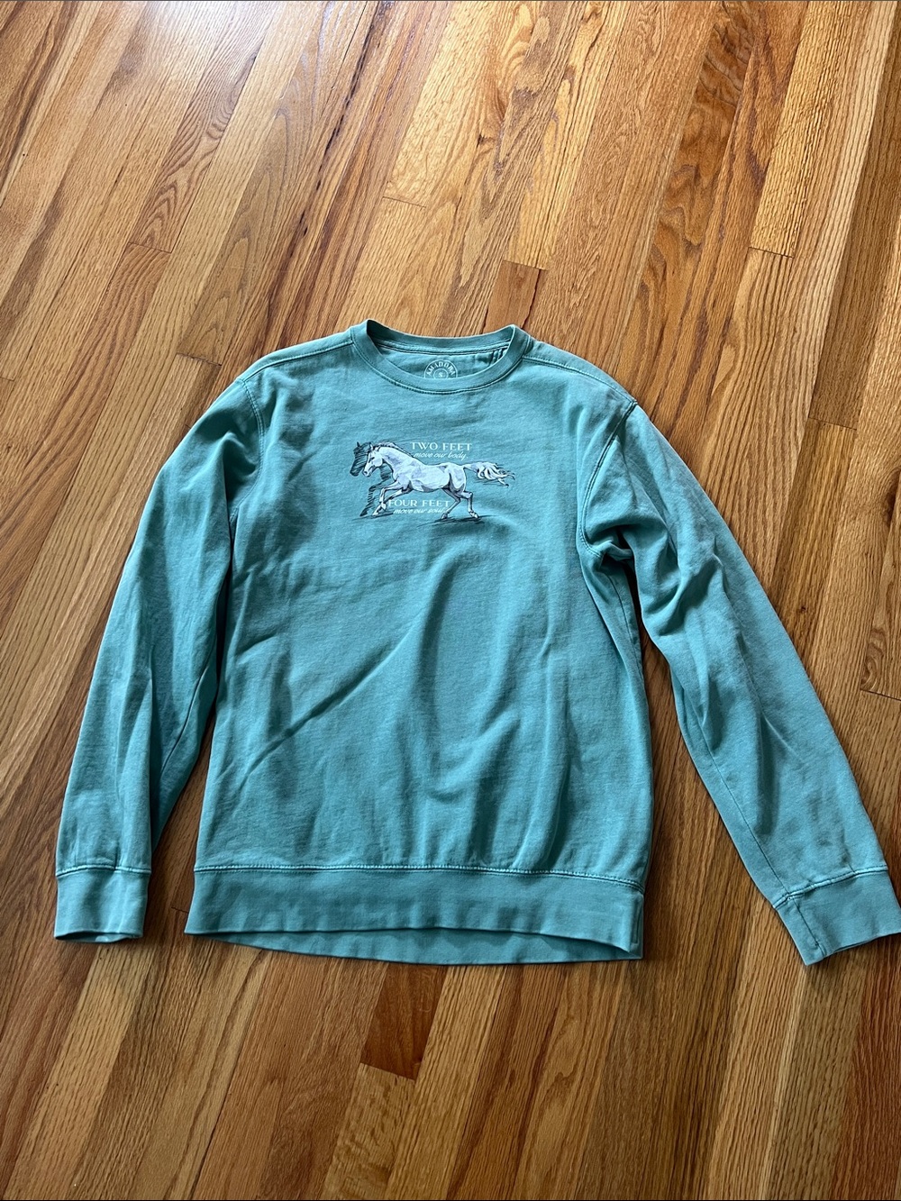 Teal Crewneck Sweatshirt with Horse Graphic